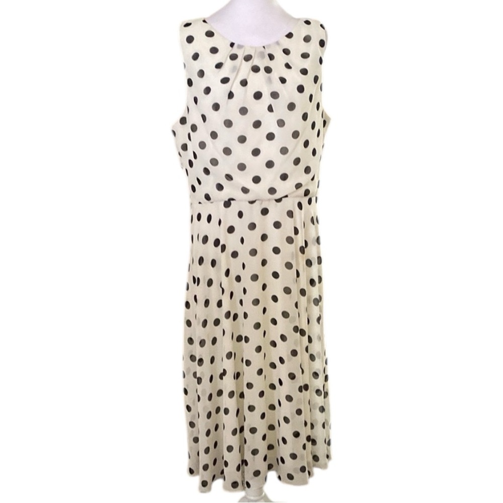 Eliza J Ivory Polka Dot Midi Dress with Black Dots